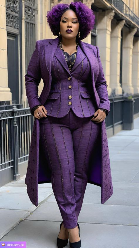 Purple Suit Design For Women, Three Piece Suit Women's, Ladies Trouser Suits, Purple Suits, Women Suits, Womens Suits Business, Women's Suits, Business Outfits Women, Professional Wear