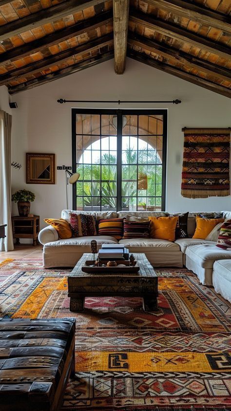 Hacienda Living Room Mexican, Mexican Style Living Room, Hacienda Style Homes Interiors, Hacienda Interior, Hacienda Interior Design, Spanish Style Home Interior, Interior Design 2024, Modern Hacienda, Spanish Home Decor