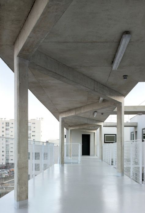 50 Housing Units / Bruther Bruther Architecture, Flat Roof Design, Brutalism Architecture, Concrete Column, Beton Design, Concrete Architecture, Roof Architecture, Column Design, Exposed Concrete