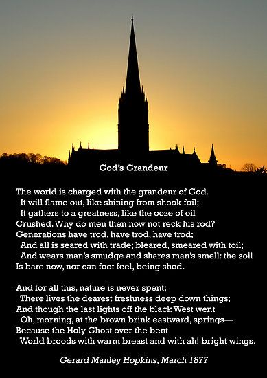 "God's Grandeur" by Gerard Manley Hopkins Chocolate Poetry, Church Background, Gerard Manley Hopkins, Father Poems, Imago Dei, Welsh Language, Salisbury Cathedral, Christina Rossetti, General Science