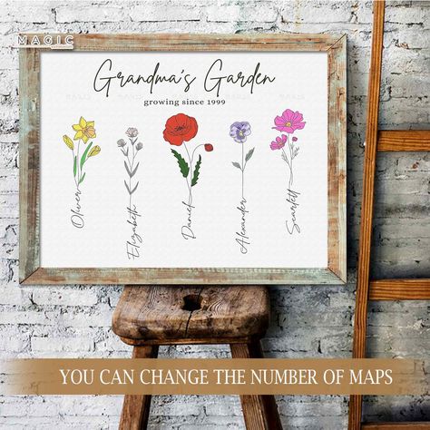 Grandma Garden Gift Canvas Print, Custom Grandkids Birth Month Flowers Print Gifts For Nanna, Grandma's Garden Mother's Day Gift All you may say to our dearest Mom through a Mother's Day Gift is, "Mom, I just want to say Thank you for everything you've done." She gives birth to us, cares for us, and loves us unconditionally because she has done all for us. Then she diversified every happy thing in the globe on this particular day. The Grandma Garden Gift Canvas Print provided by us makes your ro Special Gifts For Grandma, Grandma Gifts Cricut, Good Gifts For Great Grandma, Diy Gifts For Great Grandma, Great Grandma Christmas Gifts, Embroidery Grandma Gift, Personalized Gifts For Grandmother, Handmade Grandma Gifts, Cricut Grandma Gifts