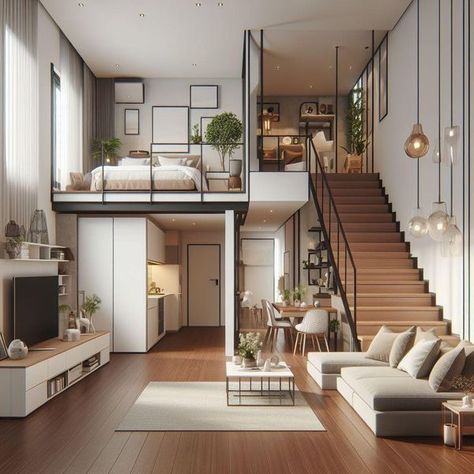 Small Loft Interior, Korean Loft Apartment Aesthetic, Korean Loft Apartment, Korean Studio Apartment, Modern And Rustic Decor, Aesthetic Apartment, Luxury Bedroom Decor, Florida City, Room Blue