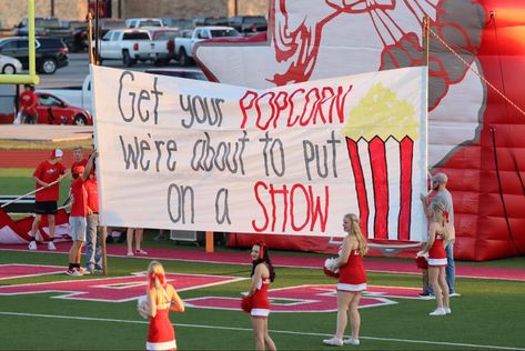 Powder Puff Poster Ideas, Run Through Signs Football Cheer, Cheer Run Through Signs, Basketball Game Signs Posters, Football Run Through Signs, Football Run Through Signs Ideas, Run Through Signs, High School Football Posters, Homecoming Jeans