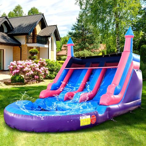 Inflatable Water Slide For Adults With Double Slides/Climbing Wall/Splashing Pool/1100W Blower Inflatable Water Park Commercial PVC Bounce House For Backyard Park Outdoor Indoor Play, 21x11x12ft 👉 item link: https://temu.to/m/ume02ufzjzi 🎉 Coupon price[$1,284.48] Big Water Slides, Slides For Kids, Backyard Park, Pool Water Slides, Diy Nursing, Inflatable Water Slides, Inflatable Water Park, Inflatable Bouncers, Summer Fun For Kids