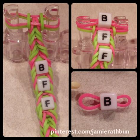 How to add beads to a fishtail rainbow loom bracelet. Bracelets With Letters, Fishtail Rainbow Loom, Wonder Loom, Crazy Loom, Loom Band Patterns, Rainbow Loom Bracelets Easy, Fun Loom, Loom Love, Rainbow Loom Bracelet