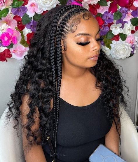 Quick Weave with Braided Leave Out Hairstyles With Weave, Quick Weave Styles, 2024 Hairstyles, Weave Hairstyles Braided, Hairstyle Braids, Half Braid, App Filter, Weave Ponytail Hairstyles, Weave Ponytail