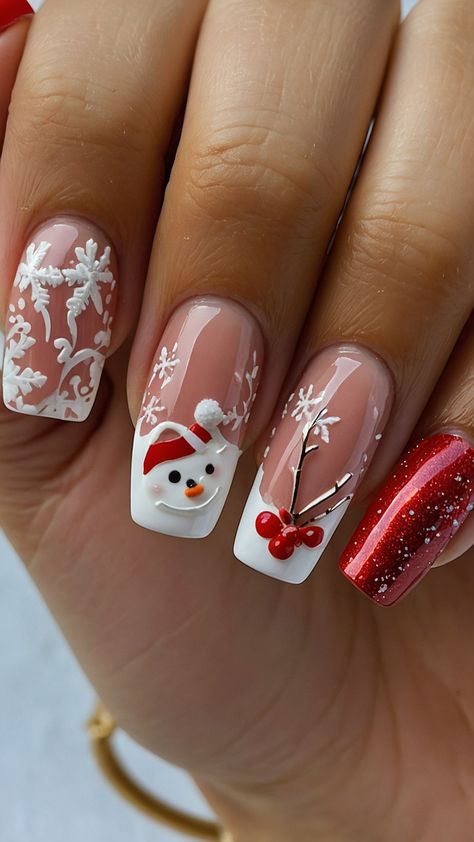 Get inspired by these stunning red Christmas nails for the winter season From dark and simple designs to black and acrylic short styles cherry gold and short art designs to sparkly and easy winter nail looks Nails For The Winter, Elegant Christmas Nails, Red Christmas Nail Designs, Red Christmas Nail, Red Christmas Nails, Red Polish, Nail Pops, Nail Looks, Winter Nail