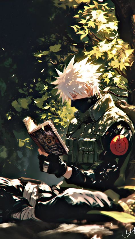 【KAKASHI】 ⁀➷ Wallpaper ✪ Kakashi Reading Book, Kakashi Reading, Wallpaper Background For Pc, Kakashi Wallpaper, Background For Pc, Macbook Screen, Kid Kakashi, Kakashi Hokage, Naruto Akatsuki Funny