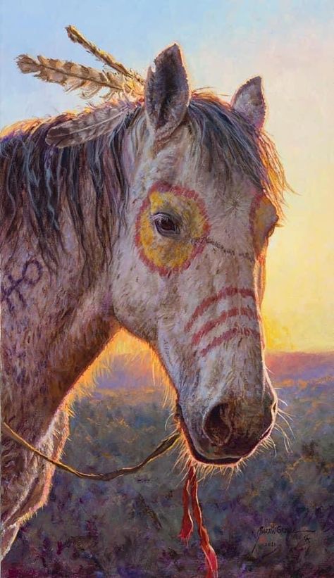 WARRIOR’S HORSE MARTIN GRELLE Horse Halloween Costumes, Native American Horses, Indian Horses, Painted Horses, Native American Paintings, Horse Costumes, Native American Pictures, Native American Artwork, Most Beautiful Horses