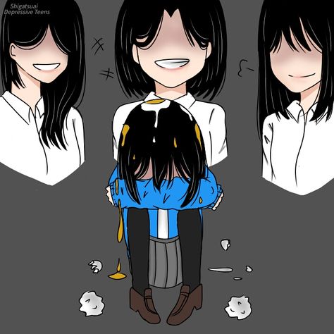 "Bullying" Anime Bully, Teen Art, About A Girl, A Boy, Anime Drawings, A Girl, Anime Boy, Collage