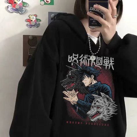 Oversized Fashion, Anime Jujutsu Kaisen, Megumi Fushiguro, Yuji Itadori, Cartoon Sweatshirts, Hoodie Material, Anime Hoodie, Gojo Satoru, Japanese Anime