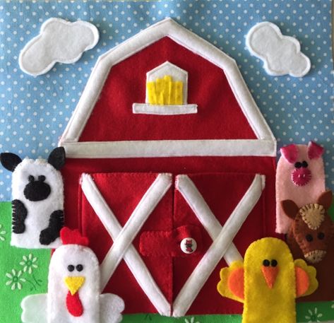 Farm Animal Finger Puppets, Animal Finger Puppets, Baby Busy Book, Nursery Rhyme Characters, Silent Book, Bows Diy Ribbon, Felt Quiet Books, Felt Book, Red Felt