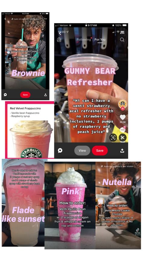 Secret menu items 😊✨🥤 Secret Menu Items, Caramel Mocha, Dark Caramel, Raspberry Syrup, Peach Juice, Secret Menu, Drink Menu, Starbucks Drinks, Menu Items