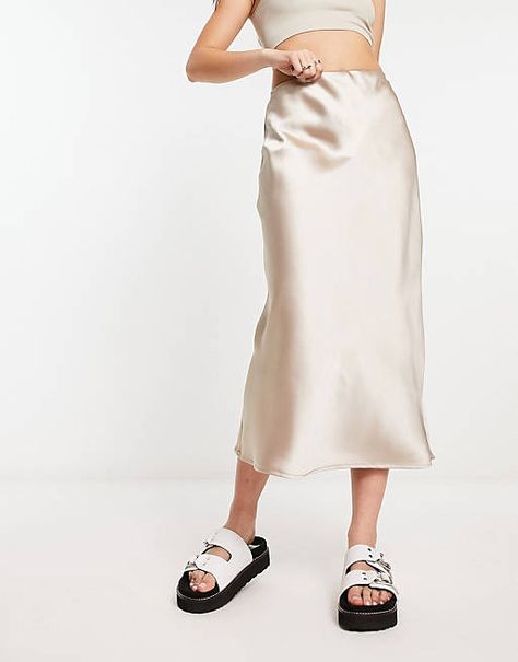 Mango Skirts, Satin Midi Skirt, Mid Length Skirts, Skirt White, Skirts Midi, White Skirts, Mid Length, Midi Skirt, Latest Trends