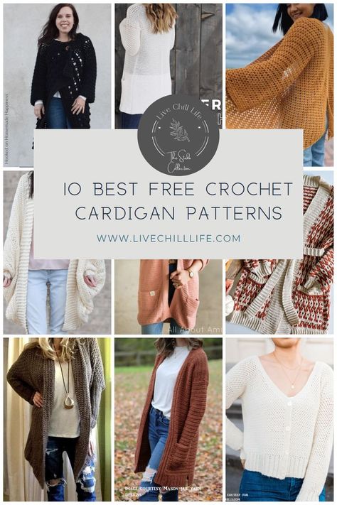 A collection of stunning free crochet cardigan patterns. Warm weather, cold weather, all weather! Different silhouettes, lengths and styles. One is sure to suit you. Mason Har, Free Crochet Cardigan Patterns, Free Crochet Cardigan, Chill Life, Crochet Cardigan Pattern, Cardigan Pattern, Crochet Cardigan, Suits You, Warm Weather