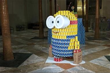 cartoon characters to grab attention for food drive (Minion from Despicable Me) Canned Food Drive, Work Office Ideas, Walnut Creek California, Creative Inventions, Food Sculpture, Food Drive, Food Carving, Walnut Creek, Red Balloon