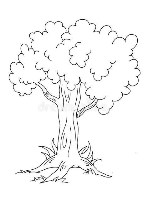 Drawings Of Trees Easy, Basic Tree Drawing, Easy Tree Sketch, How To Draw A Tree Easy, Trees Drawing Simple, Trees Easy Drawing, Tree Sketches Simple, Black And White Tree Drawing, Tree Simple Drawing