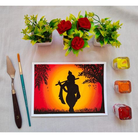 Lord Krishna silhouette painting 🎨 Art Supplies used •Acrylic paper •Acrylic paints Krishna Silhouette Painting, Krishna Silhouette, Silhouette Painting, Bts Group, Group Photos, Lord Krishna, Acrylic Paints, Painting Art, Krishna