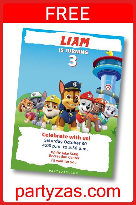 Share your Free Birthday Card by Whatsapp Paw Patrol Template, Paw Patrol Theme Birthday, Paw Patrol Invitation, Paw Patrol Theme, Free Invitation Cards, Paw Patrol Birthday Invitations, Ill Wait For You, Card Edit, Virtual Card