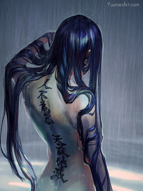 Yuumei — Revive Aesthetic Art Blue, Anime Abstract, Iridescent Hair, Hybrid Creature, Yuumei Art, Girl With Tattoos, Monster Girl Encyclopedia, Face Style, Art Is Life