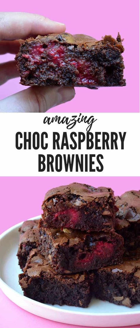 Homemade Brownies Recipe, Best Homemade Brownies, Chocolate Raspberry Brownies, Snickers Chocolate, Raspberry Brownies, Perfect Brownies, Raspberry Desserts, Brownies Chocolate, Raspberry Chocolate