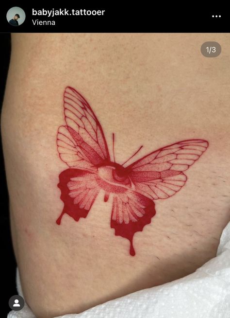 Colour Butterfly Tattoo, Colour Tattoos, Magic Wings, Tattoos Inspo, Aesthetic Tattoos, Moth Tattoo, Red Ink Tattoos, Tatuaje A Color, Red Tattoos