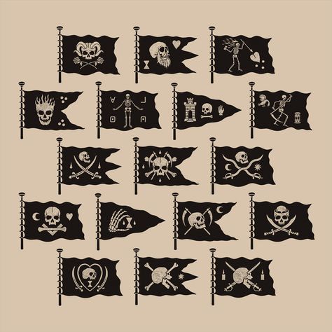 Pirate iconography / Ubisoft :: Behance Pirate Flags, Pirate Illustration, Pirate Tattoo, Pirate Art, Pirate Flag, Old School Tattoo Designs, One Piece Drawing, Graphic Wallpaper, 문신 디자인