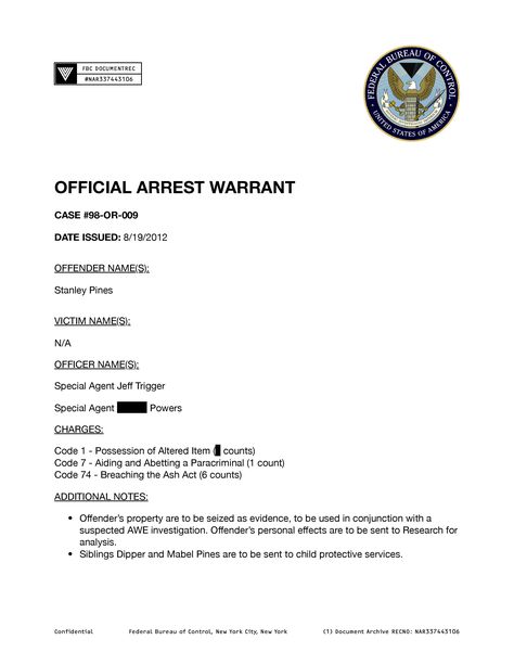 Grunkle Stan arrest warrant- ThorGift.com - If you like it please buy some from ThorGift.com Fbi Document, Gracie Bon, Wanted Template, Free Receipt Template, Paper Template Free, Army Retirement, Fraud Bible, Blonde Boy Aesthetic, Hacking Books