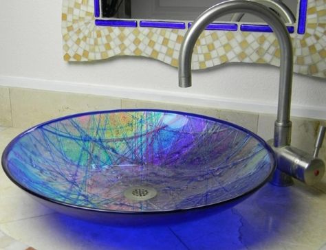 Fused Glass Artwork, Glass Vessel Sinks, Glass Sink, January 20, Fused Glass Art, Glass Vessel, Dichroic Glass, Glass Artists, Modern Bathroom Design