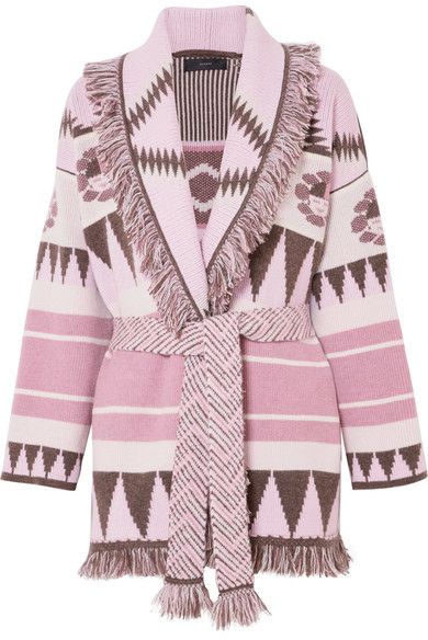 Alanui - Fringed Jacquard-knit Cashmere Cardigan - Pink for $3,310.00 available on URSTYLE.com via Alanui Cardigan, Fall Inspiration, Mommy Style, Pregnancy Outfits, Moda Vintage, Jacquard Knit, Cashmere Cardigan, Wool Blend Sweater, Crochet Cardigan