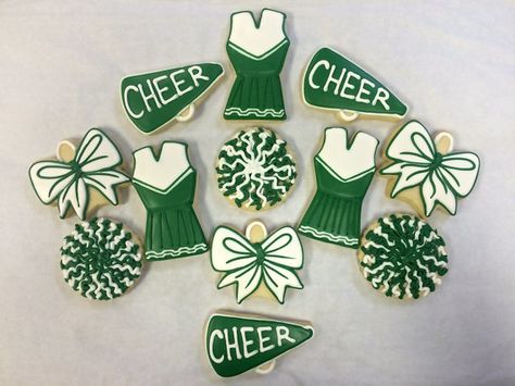 Cheerleading Cookies, Cheerleader Cookies, Cheer Cookies, Bow Cookies, Cookies For Birthday, Cheer Competition Gifts, Cheerleader Party, Cheers Theme, Cheerleader Birthday