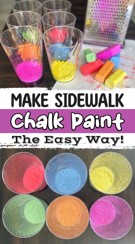 Chalk Paint Kids Outside, Liquid Chalk Diy, Sidewalk Chalk Paint Diy, Chalk Paint For Kids Outside, Foam Chalk Paint, Sidewalk Puffy Paint Recipe, Chalk Paint Sidewalk, Chalk Water Painting, Sidewalk Chalk Storage