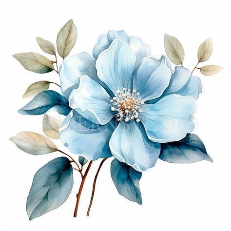 Blue Flower Clipart, Cadre Diy, Special Images, Unique Greeting Cards, Hand Drawn Flowers, Personalized Artwork, Clip Art Borders, Flower Clipart, Brother Scan And Cut