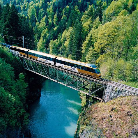 Golden Pass Panoramic Train, Switzerland Train Switzerland, Interrail Europe, Europe Train Travel, Train Tour, Scenic Travel, Route Map, Scenic Routes, Train Tracks, Train Travel