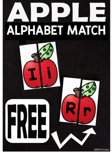 Free Printable Apple Alphabet Match  #freeprintable #fall #alphabetactivities Apple Alphabet Match, Apple Centers, Apple Lesson Plans, Apple Study, Apple Letters, Apple Alphabet, September Preschool, Apple Lessons, Apple Preschool