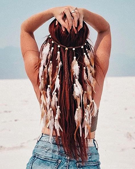 Vintage durable rope will stay in hair which don't slip out and keep hairstyle all day Boho Feather Headband, Alien Headband, Feather Hair Pieces, Hippie Headbands, Feather Headpiece, Prom Accessories, Hippie Costume, Feather Headband, Indian Hair