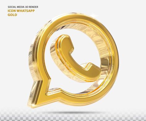 Whatsapp icon golden 3d render Premium P... | Premium Psd #Freepik #psd #logo #banner #cover #technology Professional Dp For Whatsapp, Cover Logo Design, Behance Icon, About Whatsapp, Gold Border Design, Whatsapp Logo, Instagram Black Theme, Chinese Background, Whatsapp Icon