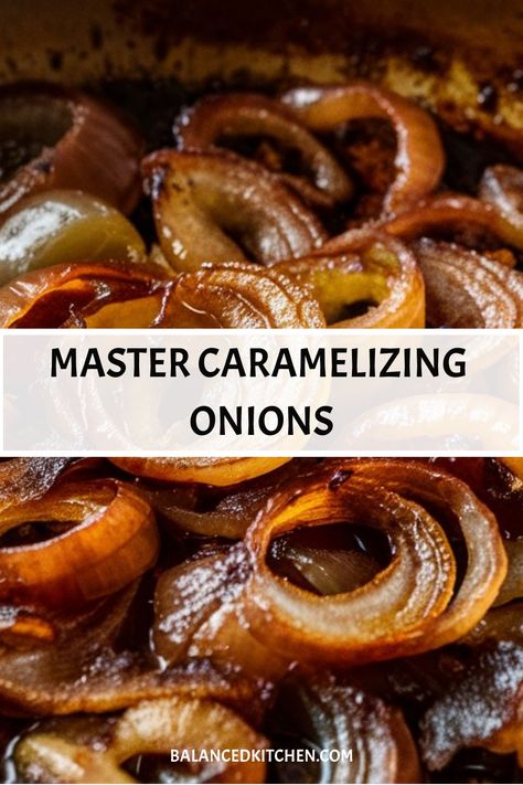 Learn the art of caramelizing onions with this step-by-step guide. Discover the secrets to achieving perfectly golden and sweet caramelized onions every time. Save this pin for future reference and follow our profile for more cooking tips and guides to elevate your culinary skills. Master the technique of caramelizing onions effortlessly in your own kitchen! Caramelised Red Onion, Carmelized Onions Crock Pot, How To Carmelize Onion Slices, Easy Caramelized Onions, How To Carmelized Onions Quickly, Caramelized Onions Easy, Grilled Onions Carmelized, Caramelized Onion Butter, Carmelized Onions And Mushrooms Easy