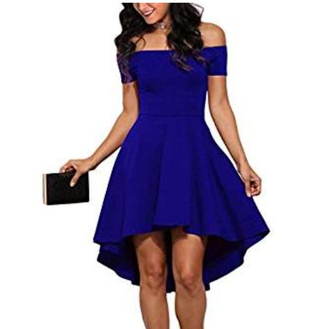 Royal Blue Hi Low Bridesmaid Dresses, Royal Blue Bridesmaid Dresses, Dresses Royal Blue, Floral High Low Dress, Dresses Royal, Hi Low Dresses, Bow Detail Dress, Fitted Skirt, Polo Dress