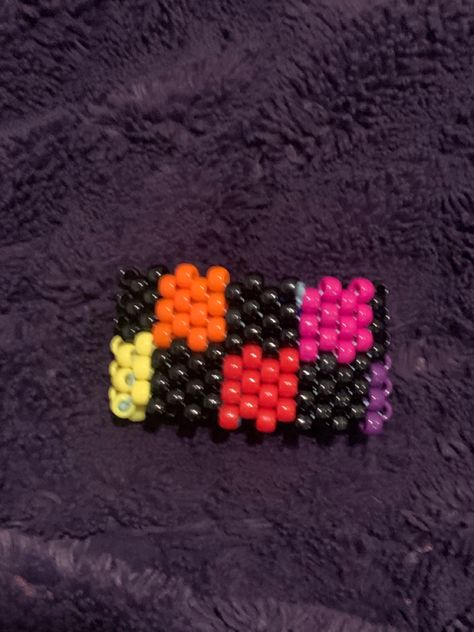 Checkered Kandi Cuff, Kandi Inspo, Kandi Kid, Kandi Ideas, Kandi Cuff, Black Checkered, Beaded Cuff, Bracelet Ideas, Cuff