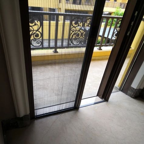 Small Sliding Door Exterior, Sliding Net Door, Foldable Grill Door For Balcony, Sliding Mosquito Net Window, Sliding Mesh Door, Sliding Mosquito Net Door, Balcony Sliding Door Ideas, Mosquito Door Design, Mosquito Net Door