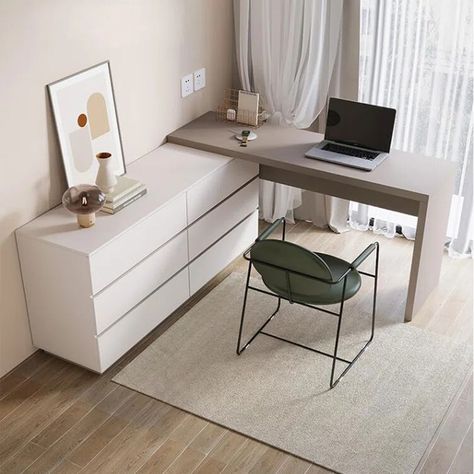 Orren Ellis Atascosa Modern Home Office Expandable Dresser Desk Combo with Drawers & Reviews | Wayfair Vanity And Work Desk Combo, Dresser Desk Combo, Studio Apartment Furniture, Dresser Desk, Big Desk, Best Desk, Kitchen Sale, Garage Storage Cabinets, Apartment Furniture