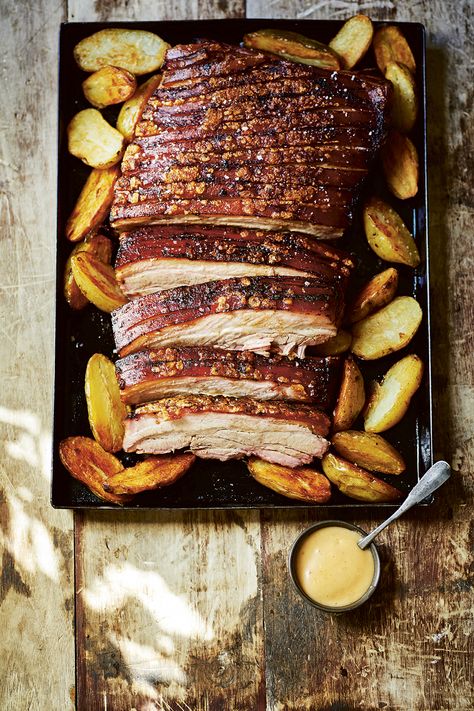 Pork belly with membrillo alioli | Food and Travel Magazine Figgy Pudding, Spanish Cuisine, Travel Magazine, Big Green Egg, Food And Travel, Sunday Roast, New Cookbooks, Seasonal Recipes, Pork Belly