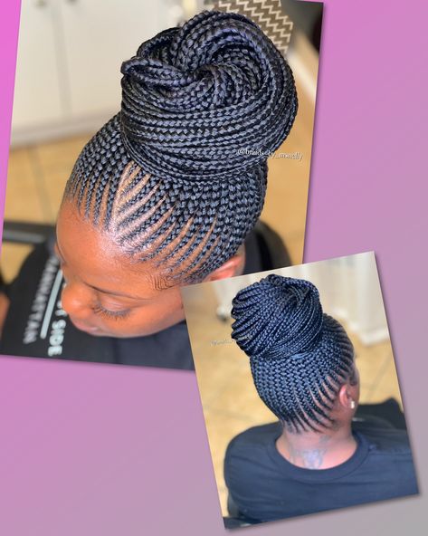 Hair Braid Bun Tutorial, Small Feed In Braids, Cornrow Updo Hairstyles, Feed In Braids Ponytail, Small Cornrows, Scalp Braids, Cornrow Ponytail, African Hair Braiding Styles, Braided Bun Hairstyles