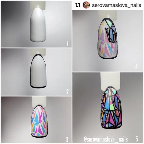 Love this take on shattered glass nails - See this Instagram photo by @nail_master_russia • 135 likes Shattered Glass Nails, Glass Nail Art, Glass Nails Art, Glass Nail, Geometric Nail, Glass Nails, Nail Patterns, Foil Nails, Nails Desing