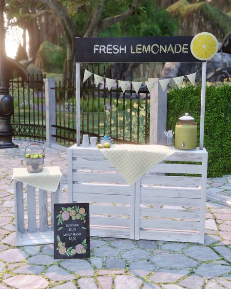 FRESH LEMONADE COLLECTION | Mel Bennett Sims 4 Lemonade Stand, Lemonade Dispenser, Ts4 Mods, Lemon Lemonade, Fresh Lemonade, Lemonade Stand, Sims 4 Build, June 2024, Sims 4 Cc Finds