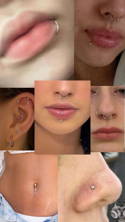 Persings Face, Face Peircing, Different Piercings Face, Cute Face Piercings, Dream Piercings, Piercings Eyebrow, Look 80s, Cute Nose Piercings, Piercing Chart