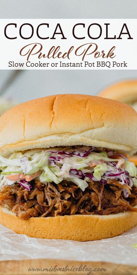 There’s nothing like an easy pulled pork recipe that’s made in a slow cooker or instant pot. This one uses coca cola and is full of smoky, spicy, and sweet flavors. Brown sugar, chili, and coffee combine with spices in a dry rub that is complimented by the sugary sweetness of dark soda. Yum-o! Pulled Pork Recipes Instant Pot, Dry Rub For Pulled Pork Slow Cooker, Coke Pulled Pork Slow Cooker, Pulled Pork Crock Pot Recipes With Soda, Pulled Pork Coke, Pulled Pork With Coke, Slow Cooker Pulled Pork With Coke, Coke Pulled Pork, Pulled Pork Seasoning