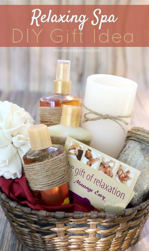 Relaxing spa DIY gift basket - a great gift for moms! Diy At Home Spa, Diy Spa Gifts Baskets, Diy Spa Gifts, Diy Gift Basket, Soap Basket, Homemade Birthday Gifts, Spa Basket, Homemade Gift Baskets, At Home Spa