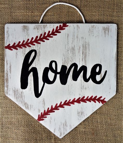 Home Plate Sign, Country Wood Crafts, Baseball Home Plate, Art Door, Baseball Signs, Door Plaque, Home Plate, Farmhouse Primitive, Door Plaques